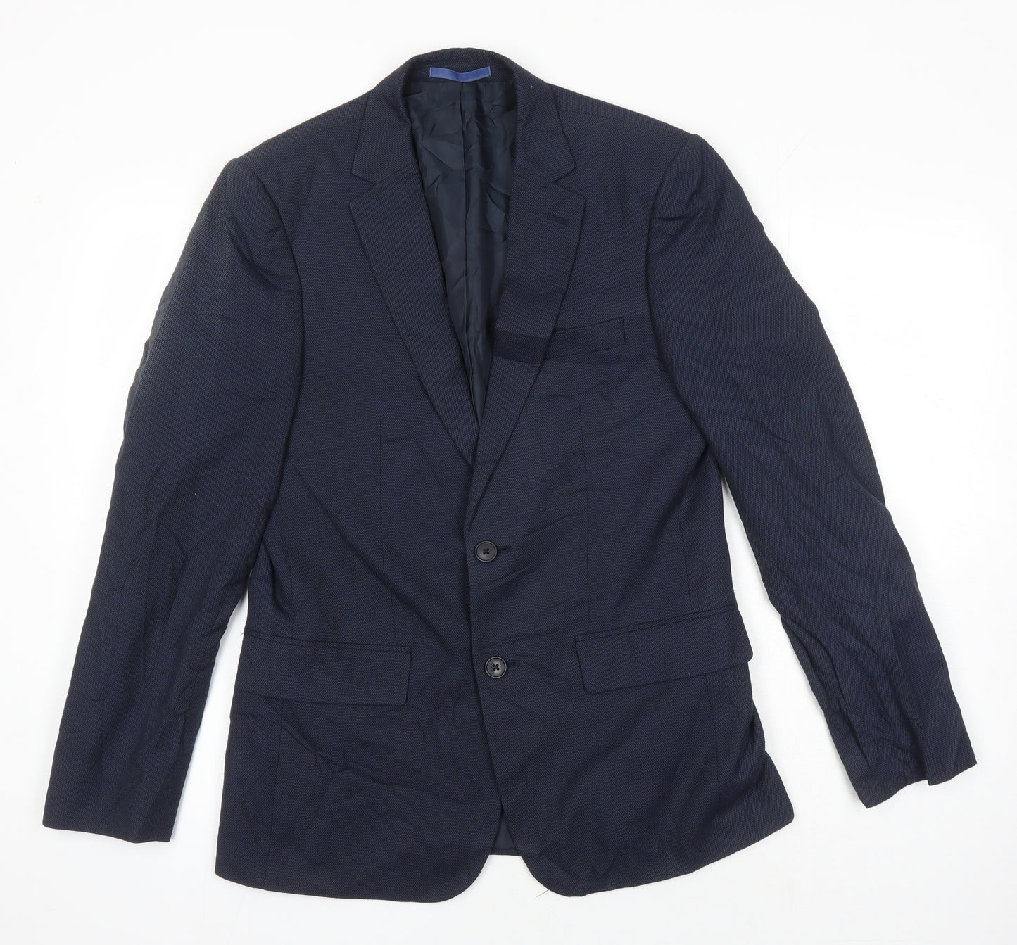 M&S Mens Blue Polyester Jacket Blazer Size 38 Regular