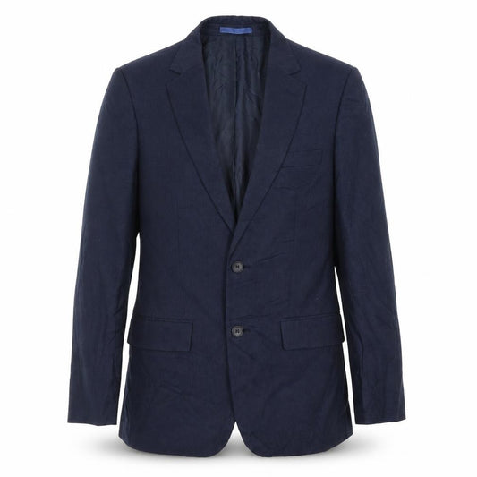 Front view of Marks & Spencer men’s blue polyester jacket blazer, size 38, regular