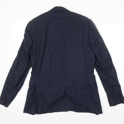 M&S Mens Blue Polyester Jacket Blazer Size 38 Regular