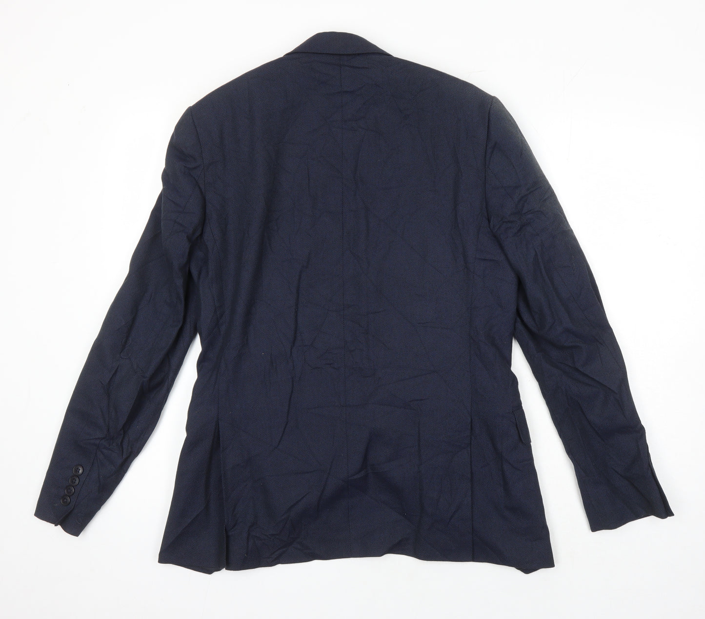M&S Mens Blue Polyester Jacket Blazer Size 38 Regular