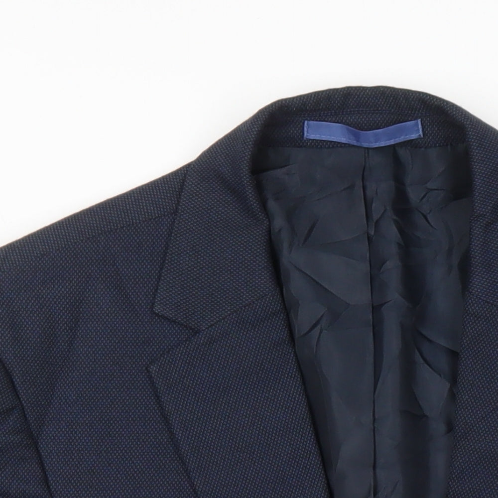M&S Mens Blue Polyester Jacket Blazer Size 38 Regular