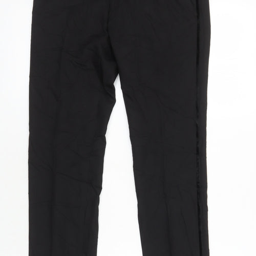 Moss Mens Black Polyester Trousers Size 28 in L27 in Slim