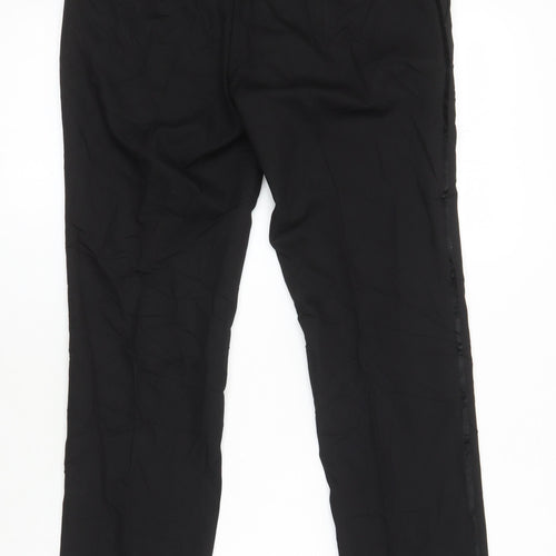 Moss Mens Black Polyester Trousers Size 28 in L27 in Slim