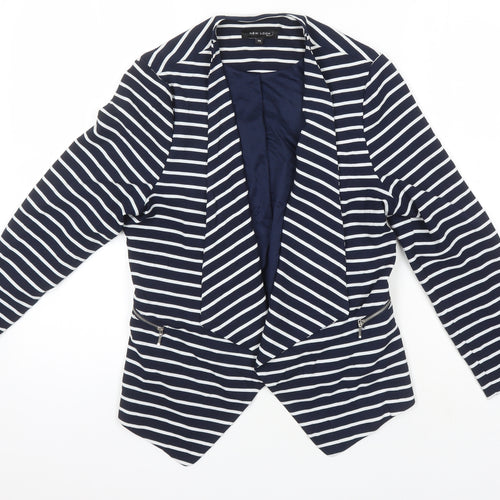 New Look Womens Blue Striped Jacket Size 10