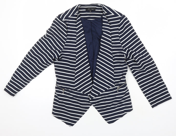 New Look Womens Blue Striped Jacket Size 10