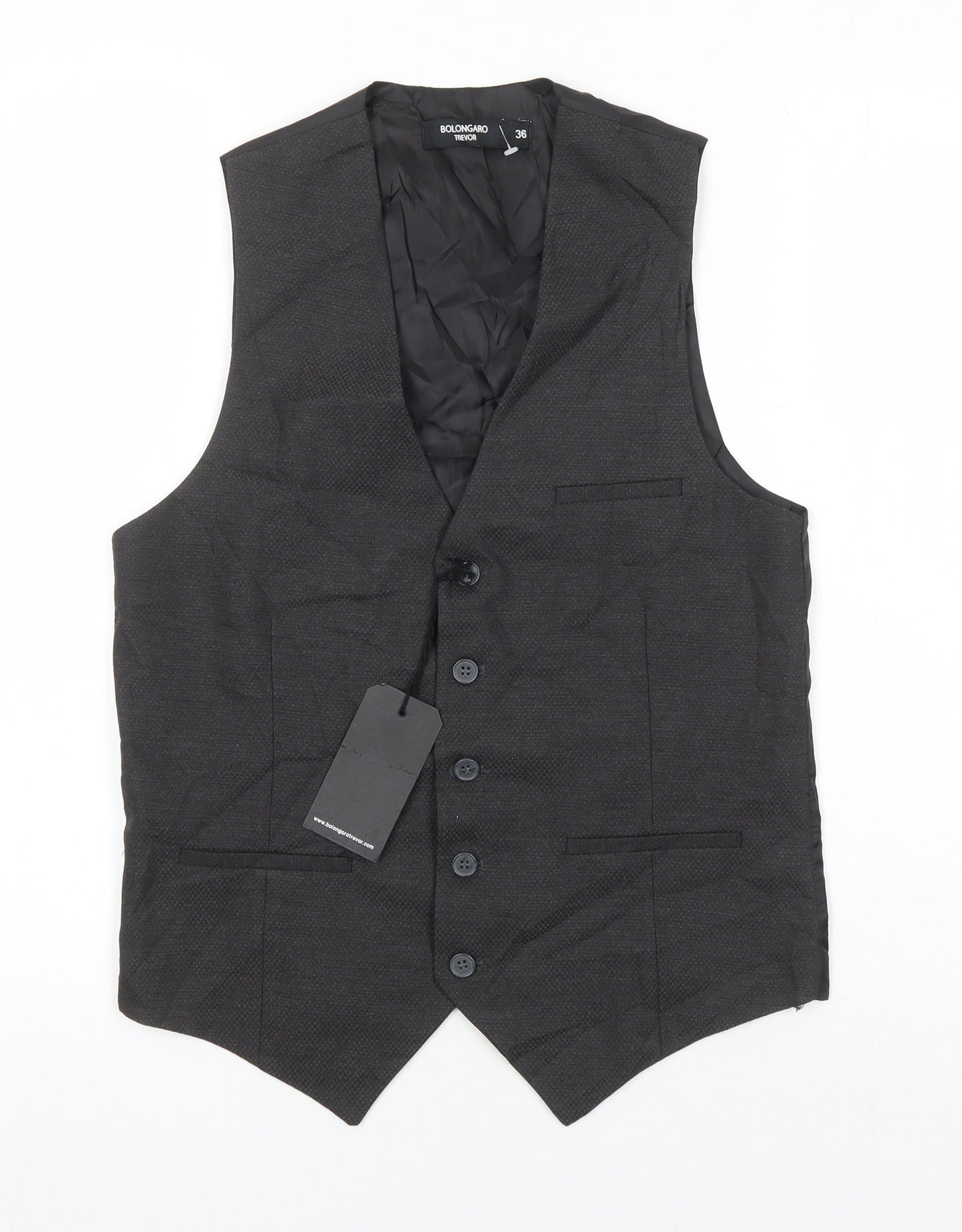 Bolongaro Trevor Mens Black Polyester Jacket Suit Waistcoat Size 36 Regular