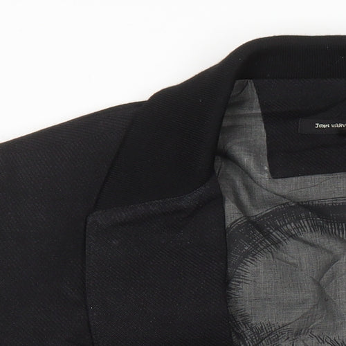 John Varvatos Mens Black Linen Jacket Blazer Size 44 Regular - Skull detail on Lining