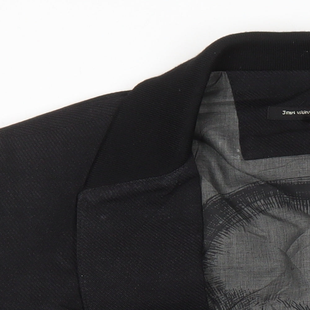 John Varvatos Mens Black Linen Jacket Blazer Size 44 Regular - Skull detail on Lining