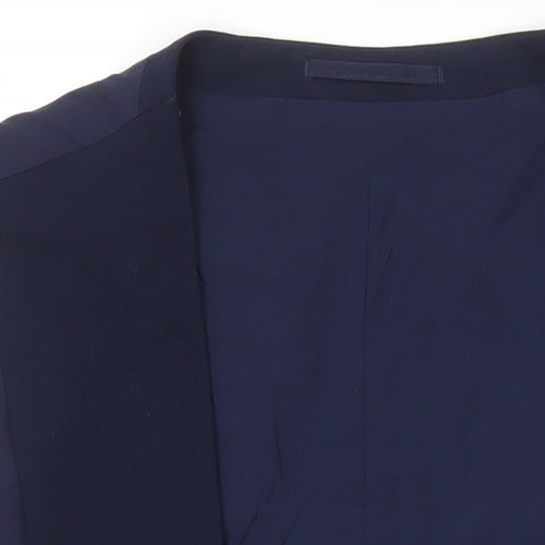 OneSixFive Mens Blue Viscose Jacket Suit Waistcoat Size 48 Regular