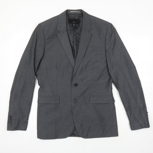 H&M Mens Grey Polyester Jacket Suit Jacket Size 38 Regular