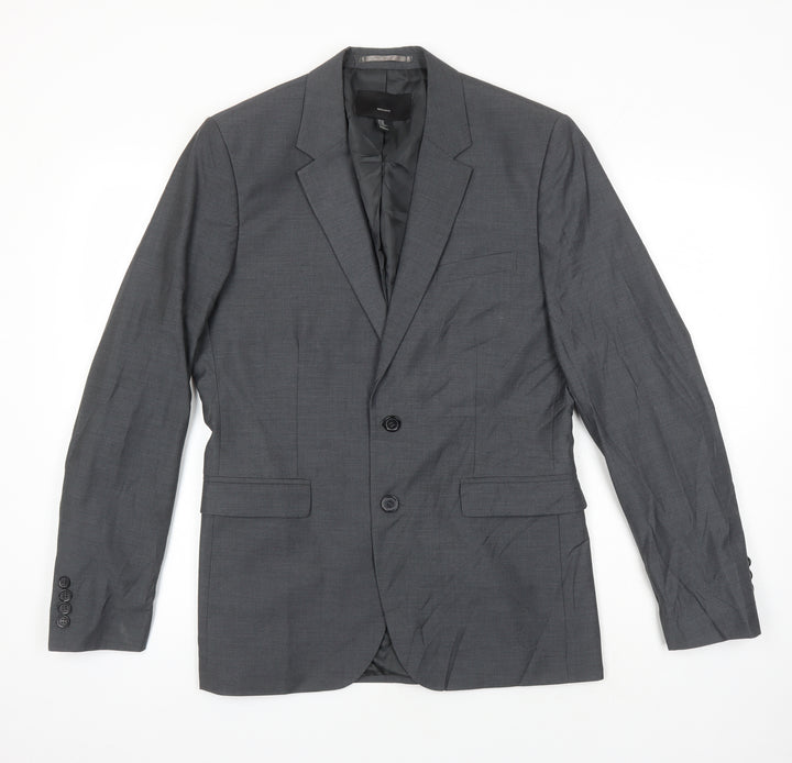 H&M Mens Grey Polyester Jacket Suit Jacket Size 38 Regular