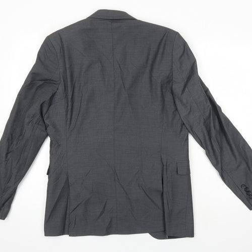 H&M Mens Grey Polyester Jacket Suit Jacket Size 38 Regular