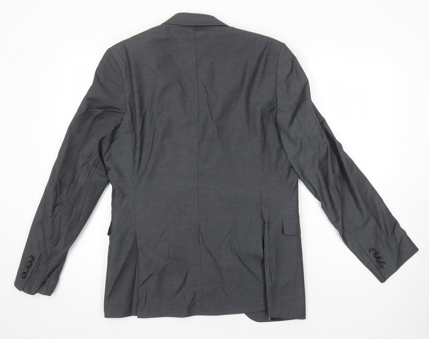 H&M Mens Grey Polyester Jacket Suit Jacket Size 38 Regular