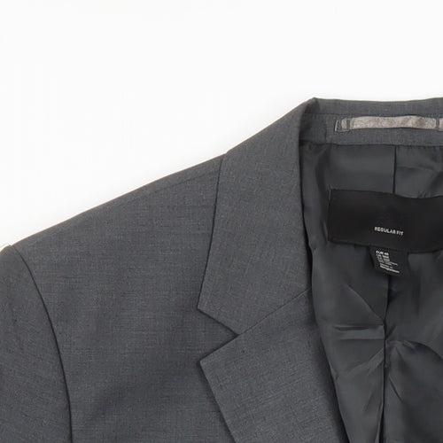 H&M Mens Grey Polyester Jacket Suit Jacket Size 38 Regular