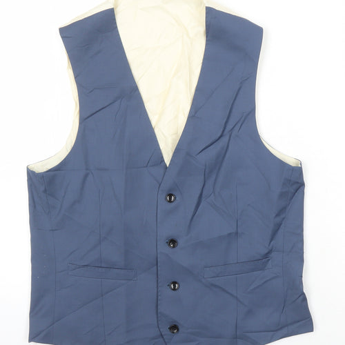 French Connection Mens Blue Wool Jacket Suit Waistcoat Size M Regular