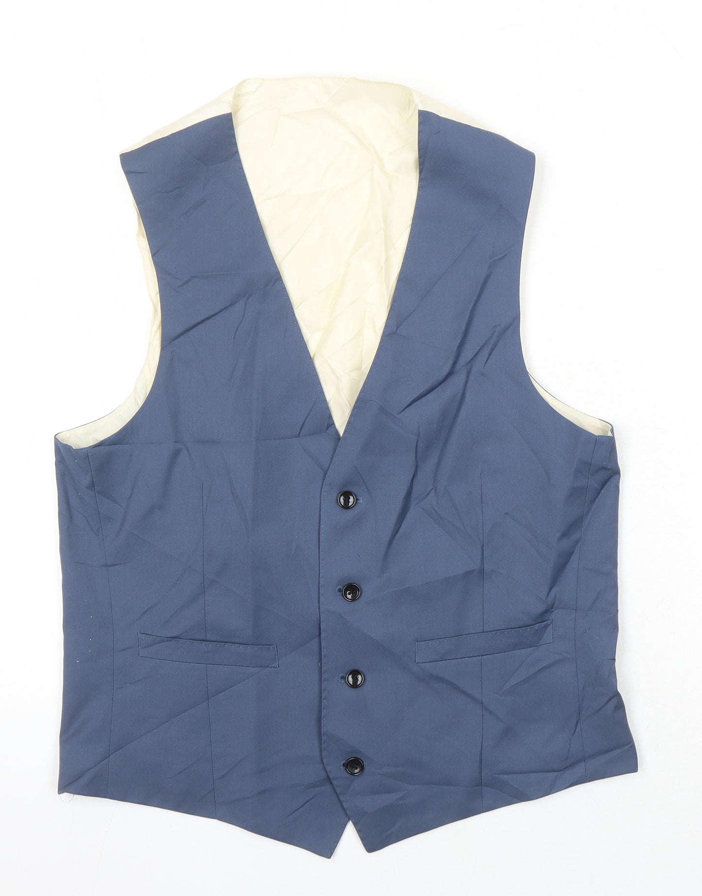 French Connection Mens Blue Wool Jacket Suit Waistcoat Size M Regular
