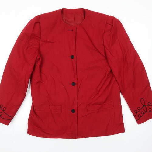 Dereta Womens Red Jacket Blazer Size 14