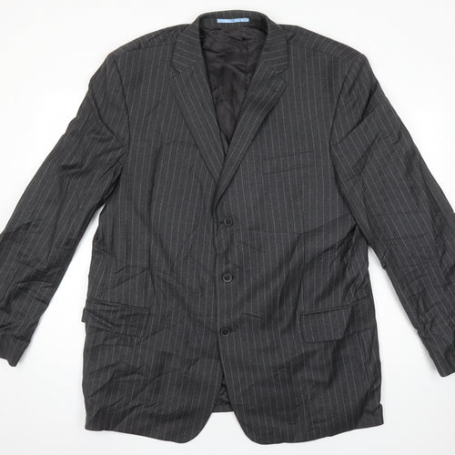 NEXT Mens Grey Striped Wool Jacket Suit Jacket Size 48 Regular
