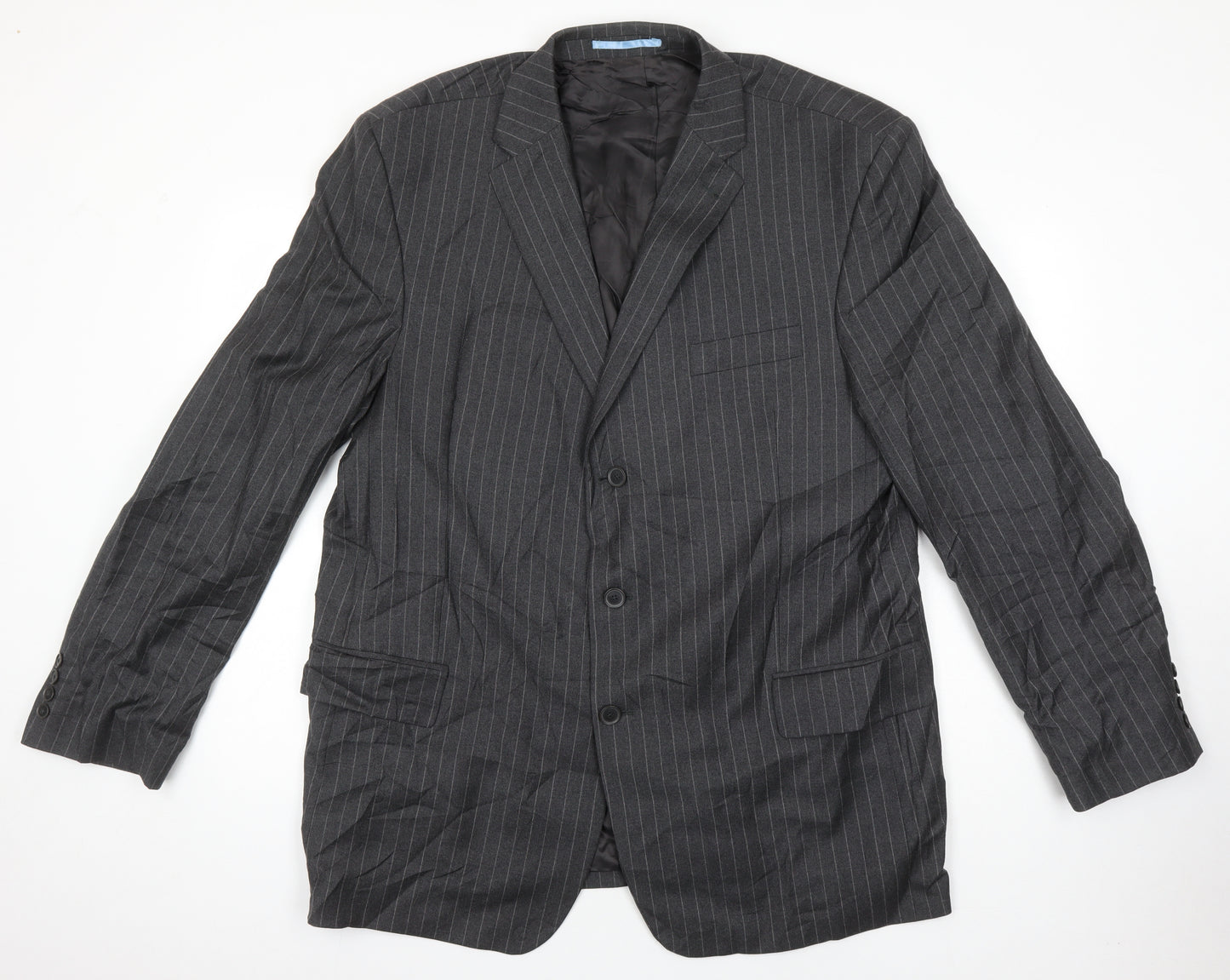 NEXT Mens Grey Striped Wool Jacket Suit Jacket Size 48 Regular