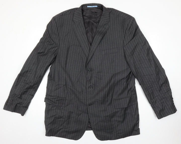 NEXT Mens Grey Striped Wool Jacket Suit Jacket Size 48 Regular