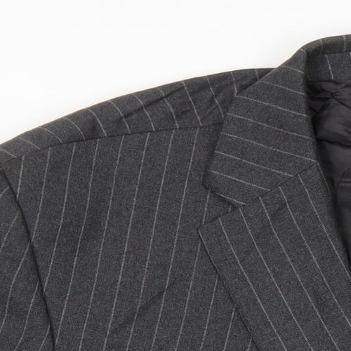 NEXT Mens Grey Striped Wool Jacket Suit Jacket Size 48 Regular
