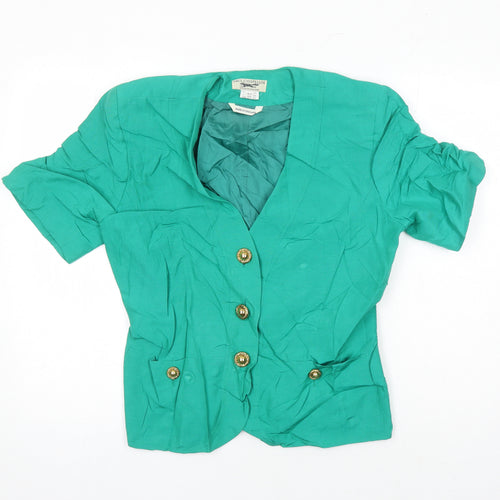 Paul Costelloe Womens Green Linen Tunic Blouse Size 12 V-Neck