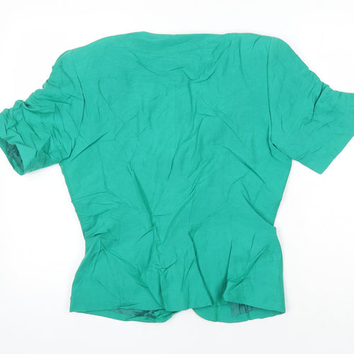 Paul Costelloe Womens Green Linen Tunic Blouse Size 12 V-Neck