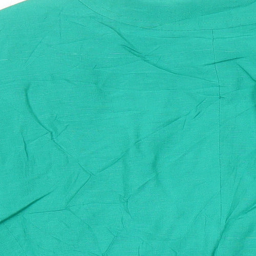 Paul Costelloe Womens Green Linen Tunic Blouse Size 12 V-Neck