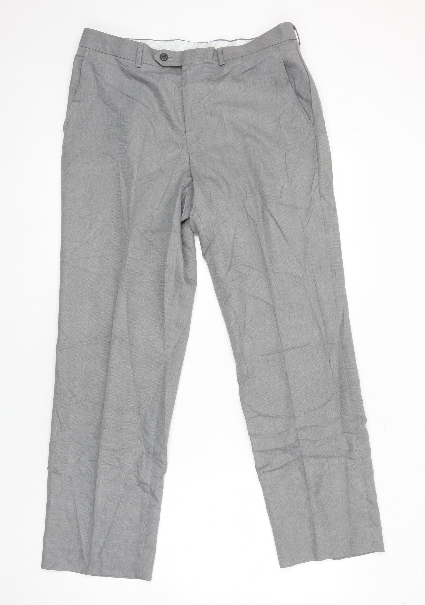 Marks and Spencer Mens Grey Polyester Trousers Size 34 in L27 in Regular