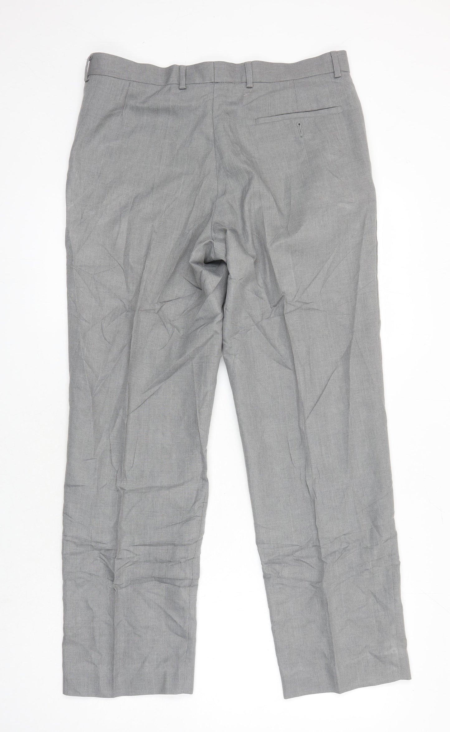 Marks and Spencer Mens Grey Polyester Trousers Size 34 in L27 in Regular