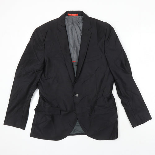 Ventuno 21 Mens Black Polyester Jacket Suit Jacket Size 38 Regular