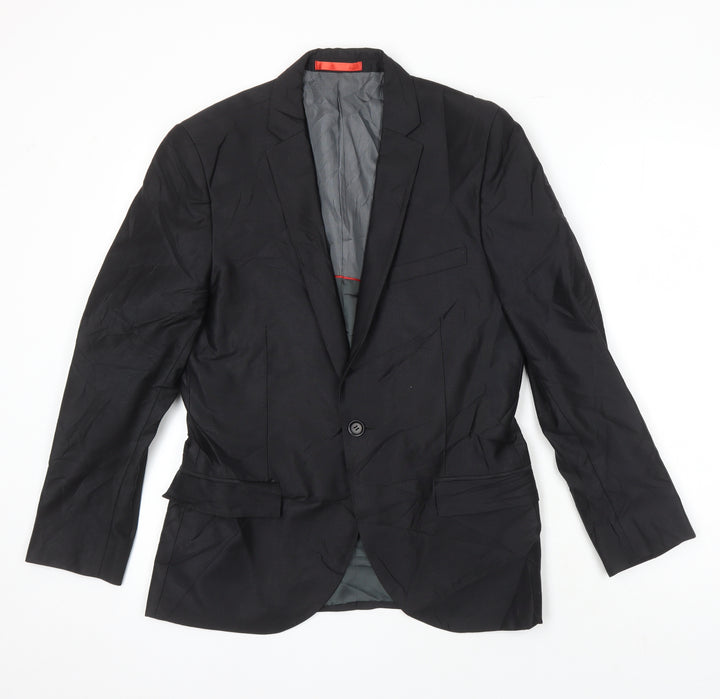 Ventuno 21 Mens Black Polyester Jacket Suit Jacket Size 38 Regular