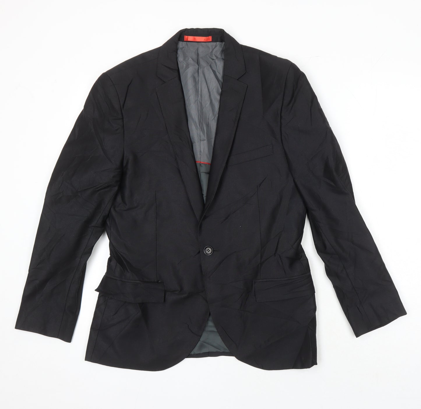 Ventuno 21 Mens Black Polyester Jacket Suit Jacket Size 38 Regular
