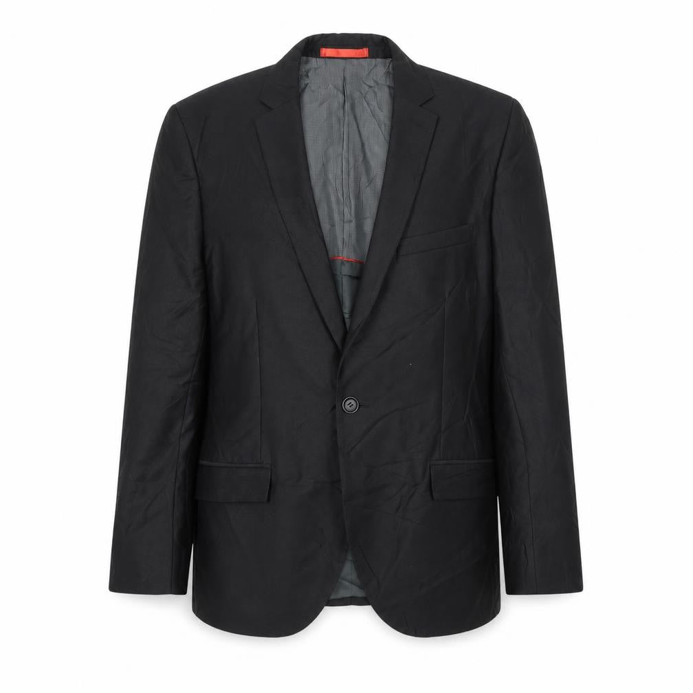Front view of Ventuno 21 men’s black polyester jacket suit jacket, size 38, regular