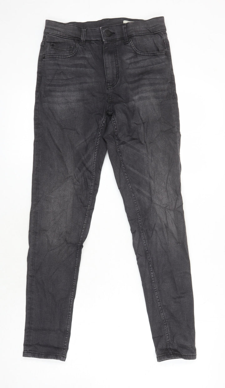 M&S Womens Grey Cotton Skinny Jeans Size 8 L27 in Regular