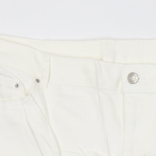 M&S Womens Ivory Cotton Straight & Pencil Skirt Size 24 in - Distressed Hem