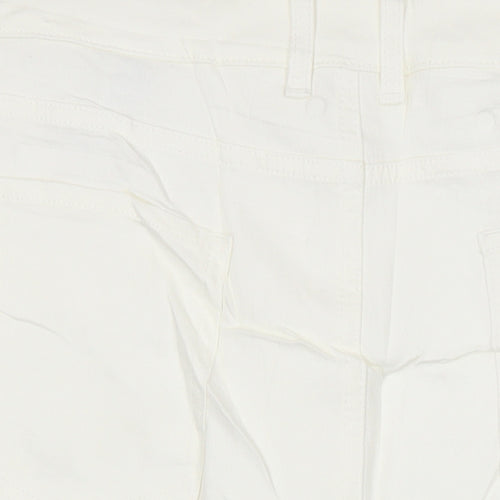 M&S Womens Ivory Cotton Straight & Pencil Skirt Size 24 in - Distressed Hem