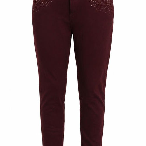 M&S Womens Red Cotton Skinny Jeans Size 12 L24 in Regular - Rhinestone detailing