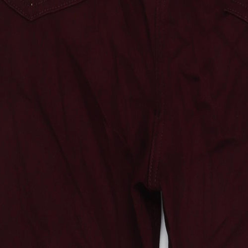 M&S Womens Red Cotton Skinny Jeans Size 12 L24 in Regular - Rhinestone detailing