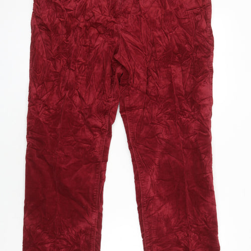 M&S Womens Red Cotton Straight Jeans Size 18 L27 in Regular