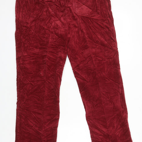 M&S Womens Red Cotton Straight Jeans Size 18 L27 in Regular