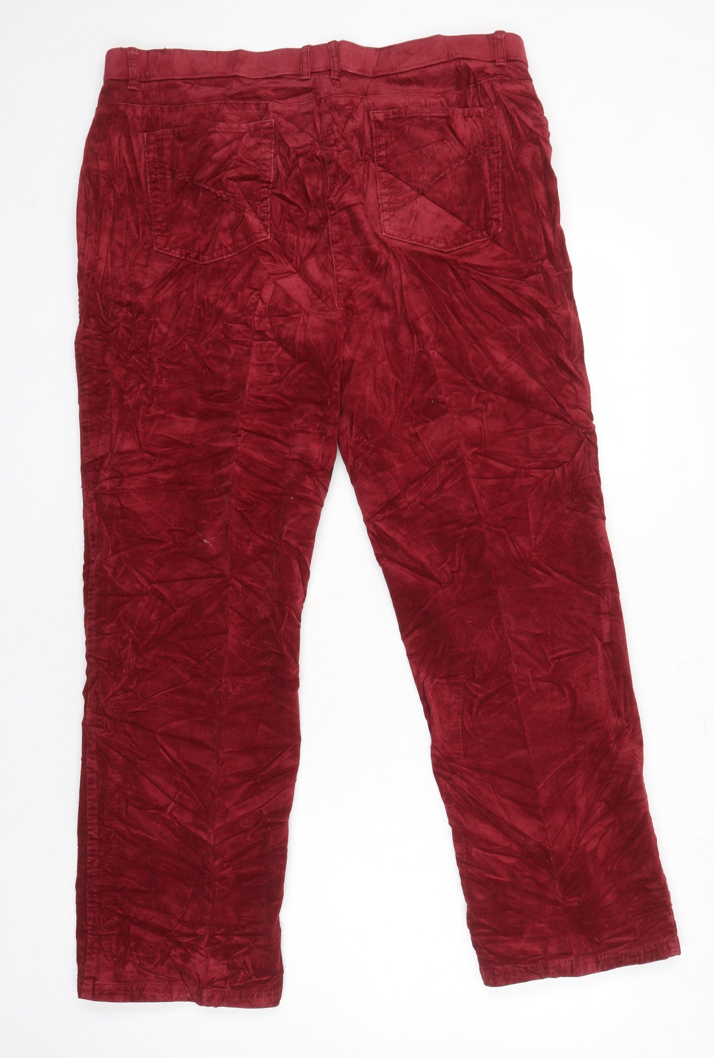 M&S Womens Red Cotton Straight Jeans Size 18 L27 in Regular
