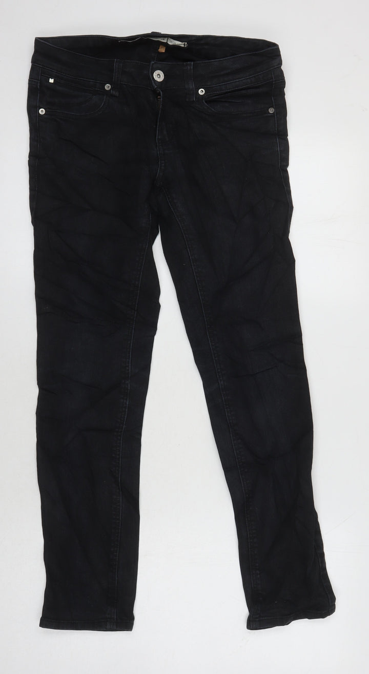 Topshop Womens Black Cotton Skinny Jeans Size 10 L28 in Regular