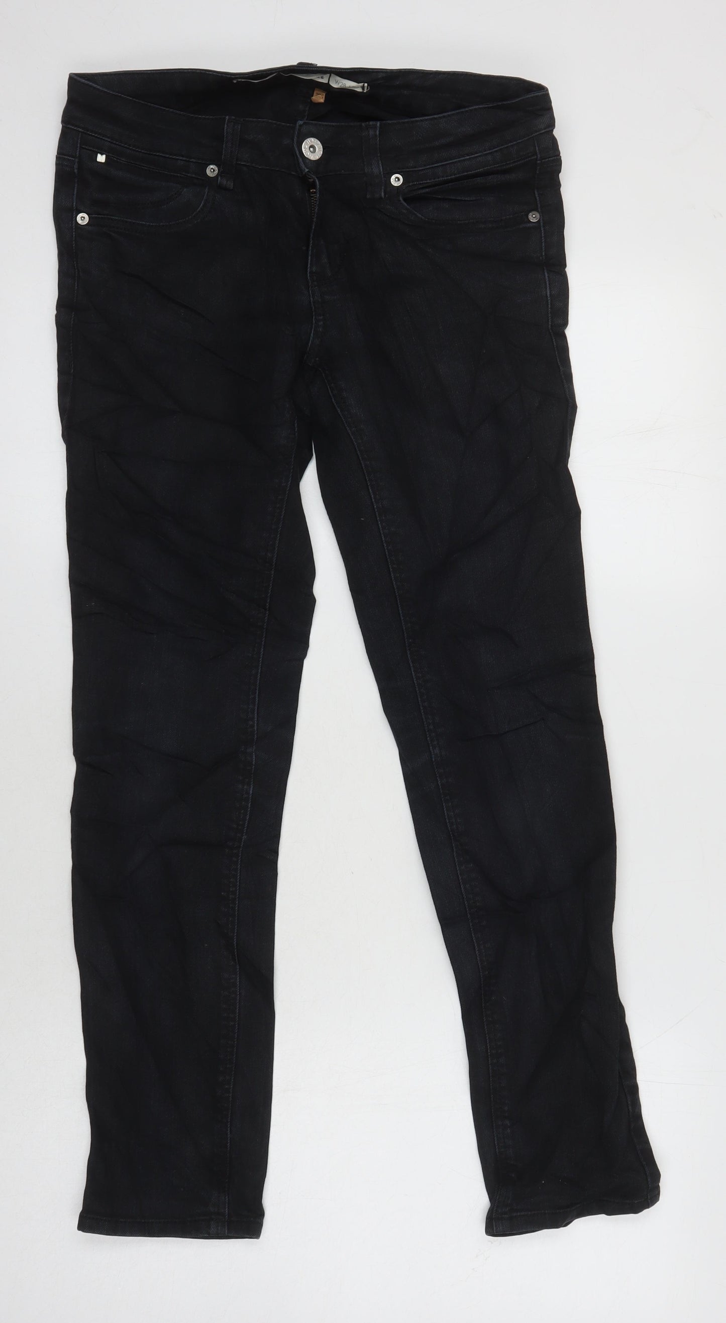 Topshop Womens Black Cotton Skinny Jeans Size 10 L28 in Regular