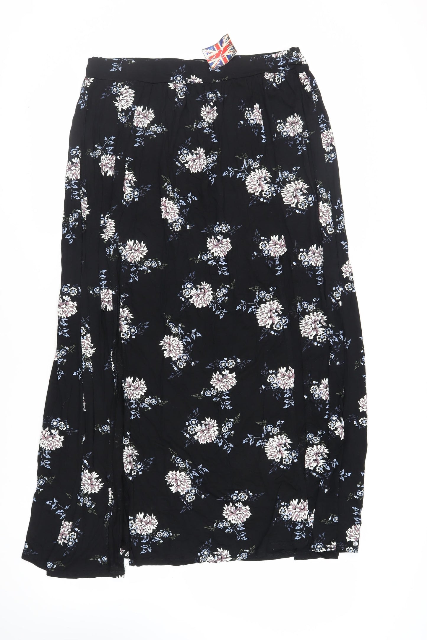 Select Womens Black Floral Viscose Maxi Skirt Size 16 - Elasticated Waist