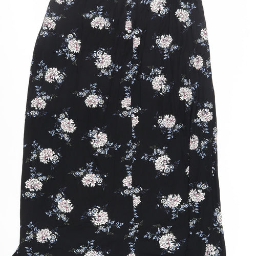 Select Womens Black Floral Viscose Maxi Skirt Size 16 - Elasticated Waist
