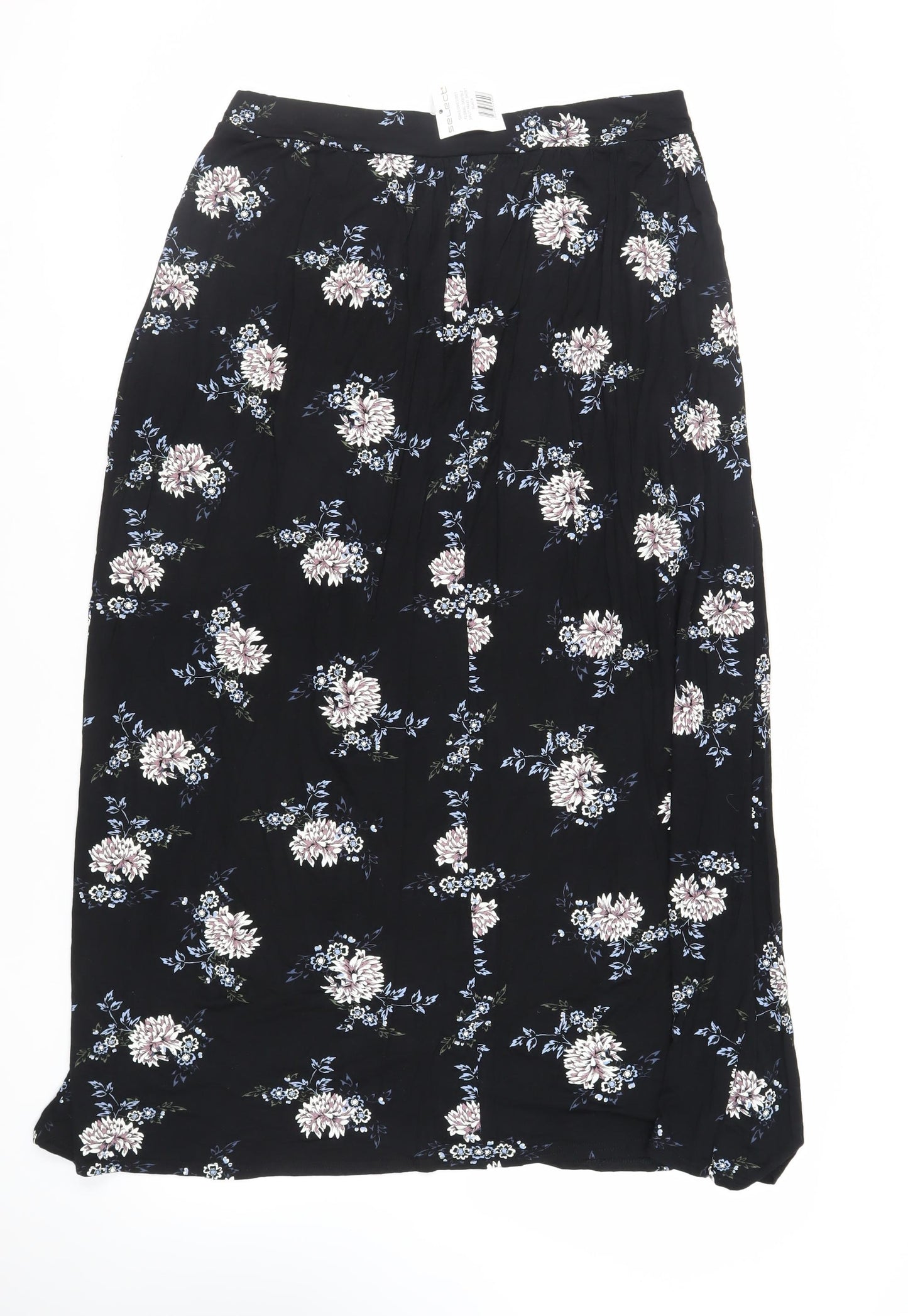 Select Womens Black Floral Viscose Maxi Skirt Size 16 - Elasticated Waist