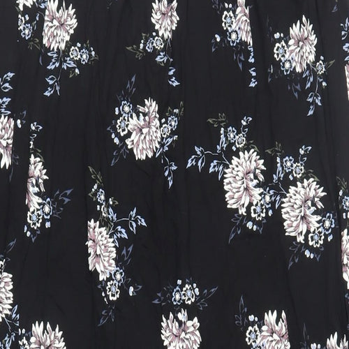 Select Womens Black Floral Viscose Maxi Skirt Size 16 - Elasticated Waist