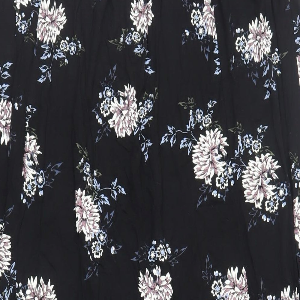 Select Womens Black Floral Viscose Maxi Skirt Size 16 - Elasticated Waist