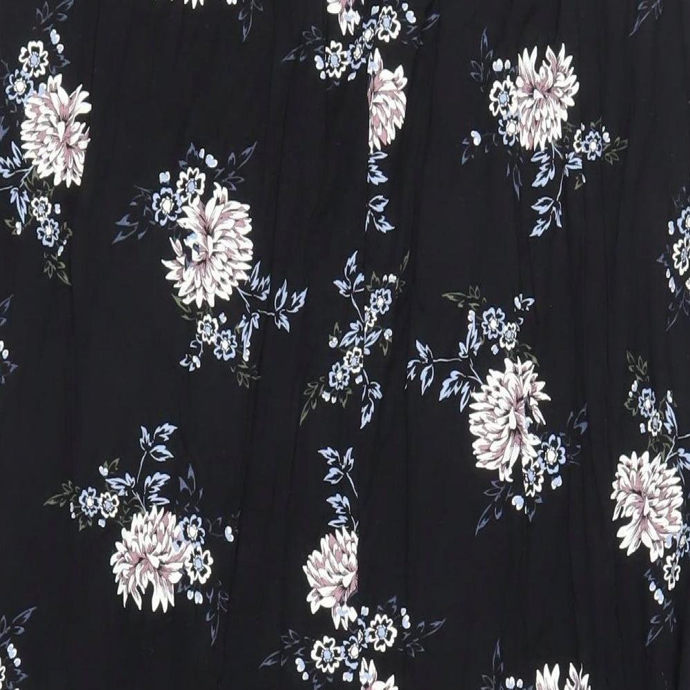 Select Womens Black Floral Viscose Maxi Skirt Size 16 - Elasticated Waist